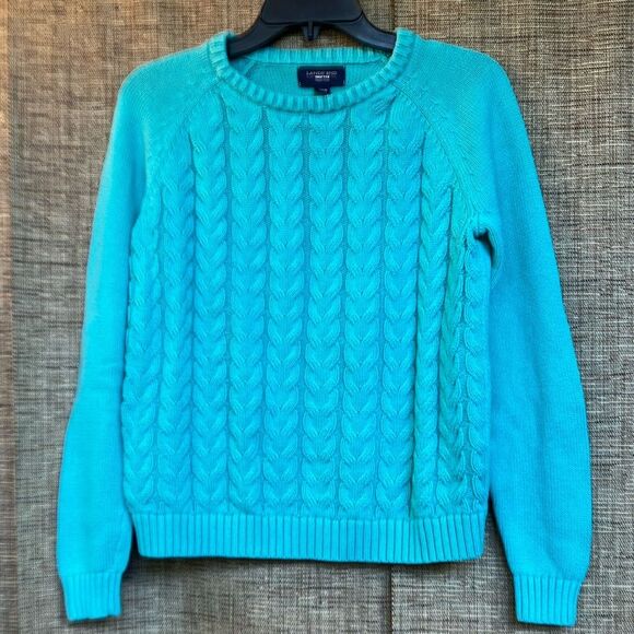Lands end cotton cable sweater color Tiffani - Picture 1 of 4